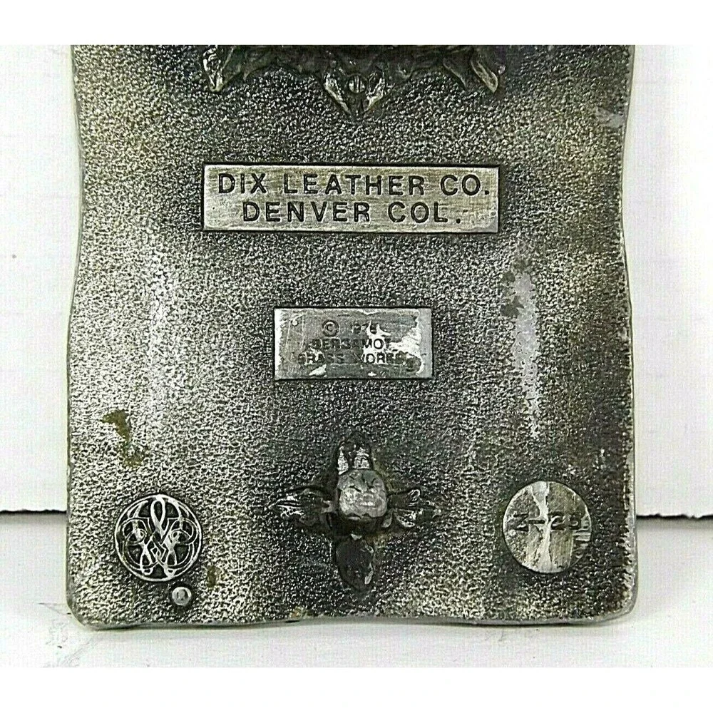 Bergamot Brass Works Dix Leather Denver Colorado Enamel Belt Buckle 1976 Vintage